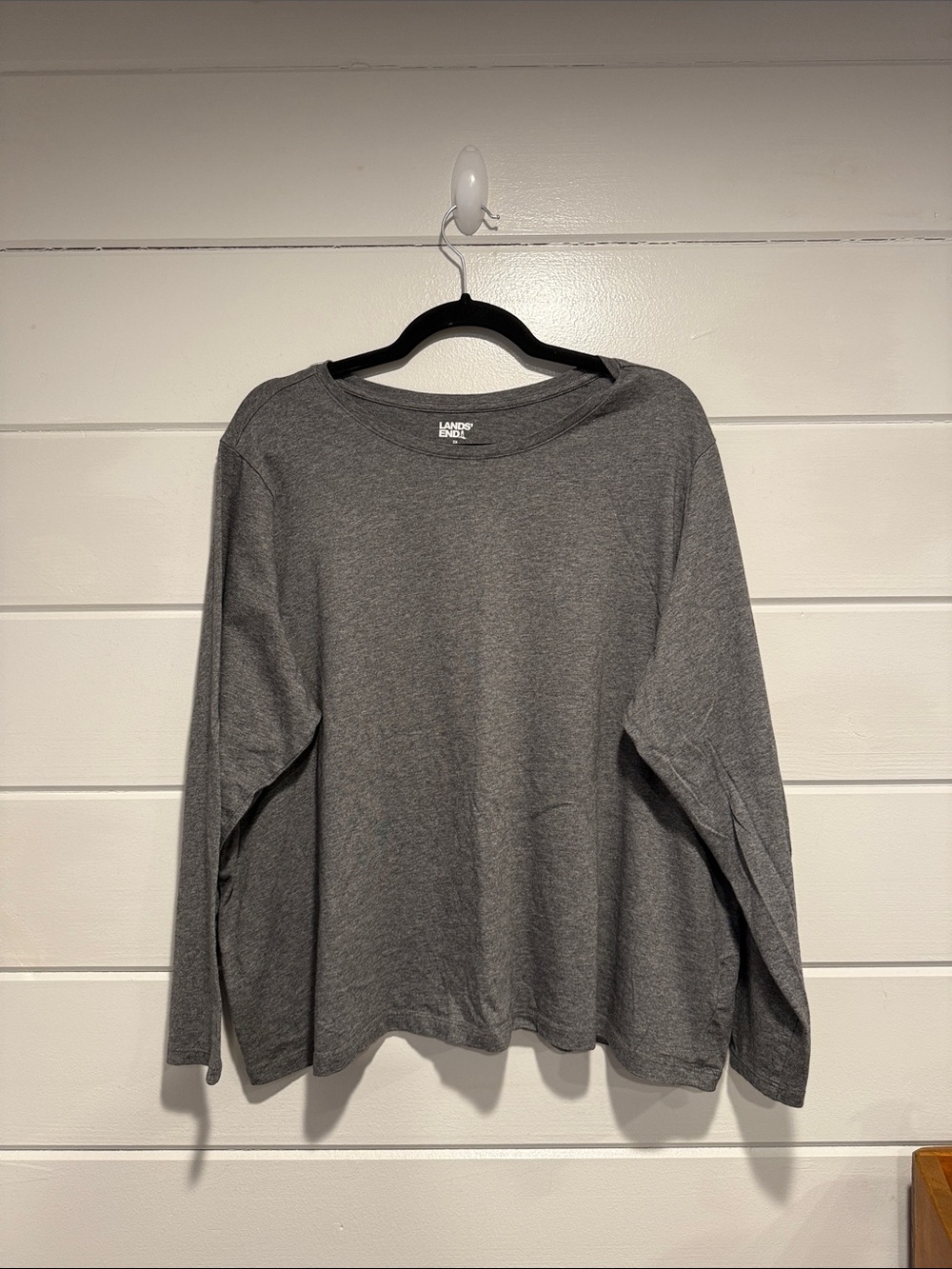 Lands' End women’s Long-Sleeve Crewneck in Heather Gray size - 2X